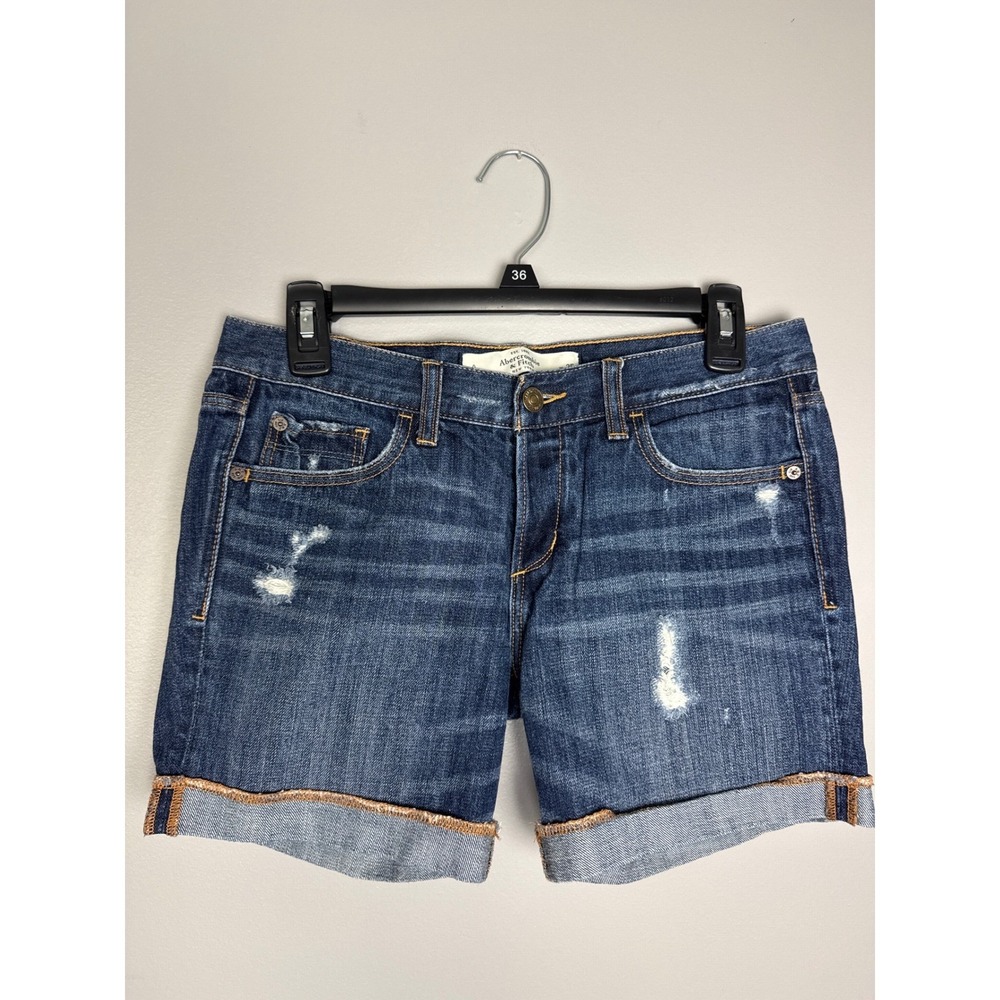 Abercrombie & Fitch Denim Short Womens 0 W25 Dark Wash Excellent Distressed Cuff